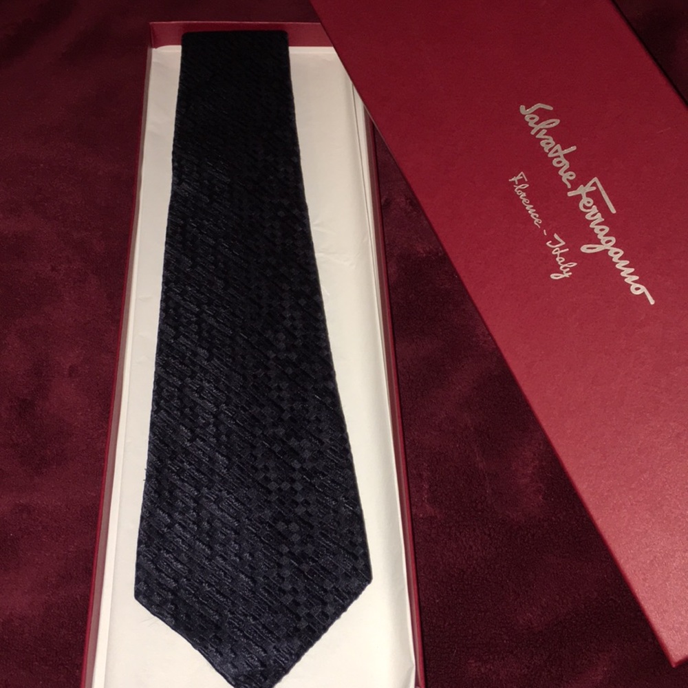 Salvatore Ferragamo Navy Blue Tie